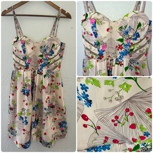 Anthropologie Leifsdottir 100% Silk Dress Floral Print Size 10